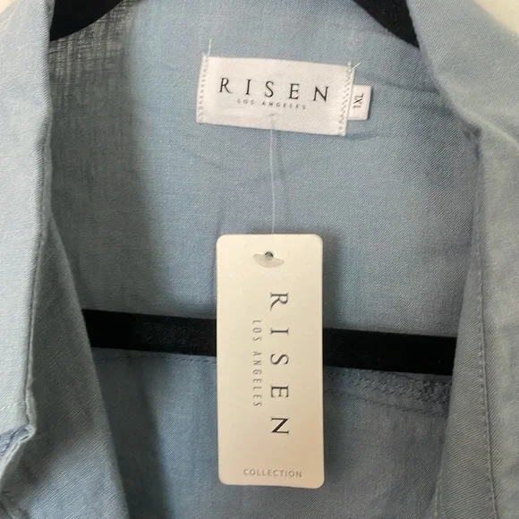 Risen Steel Blue oversized linen and viscose shirts - Picture 3 of 5